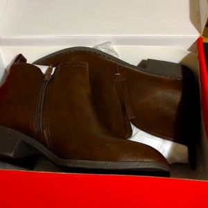 Brown vegan leather heels